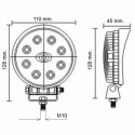 Faro lavoro LED rotondo 10-30V 24W 1440LM 8 LED, ampio raggio