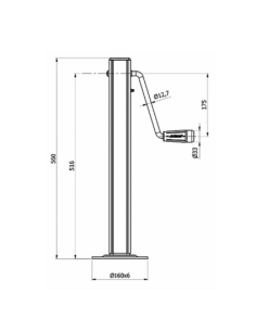 Servotimone Con Manovella Laterale SIMOL 60X560MM - Componenti per Rimorchi 2